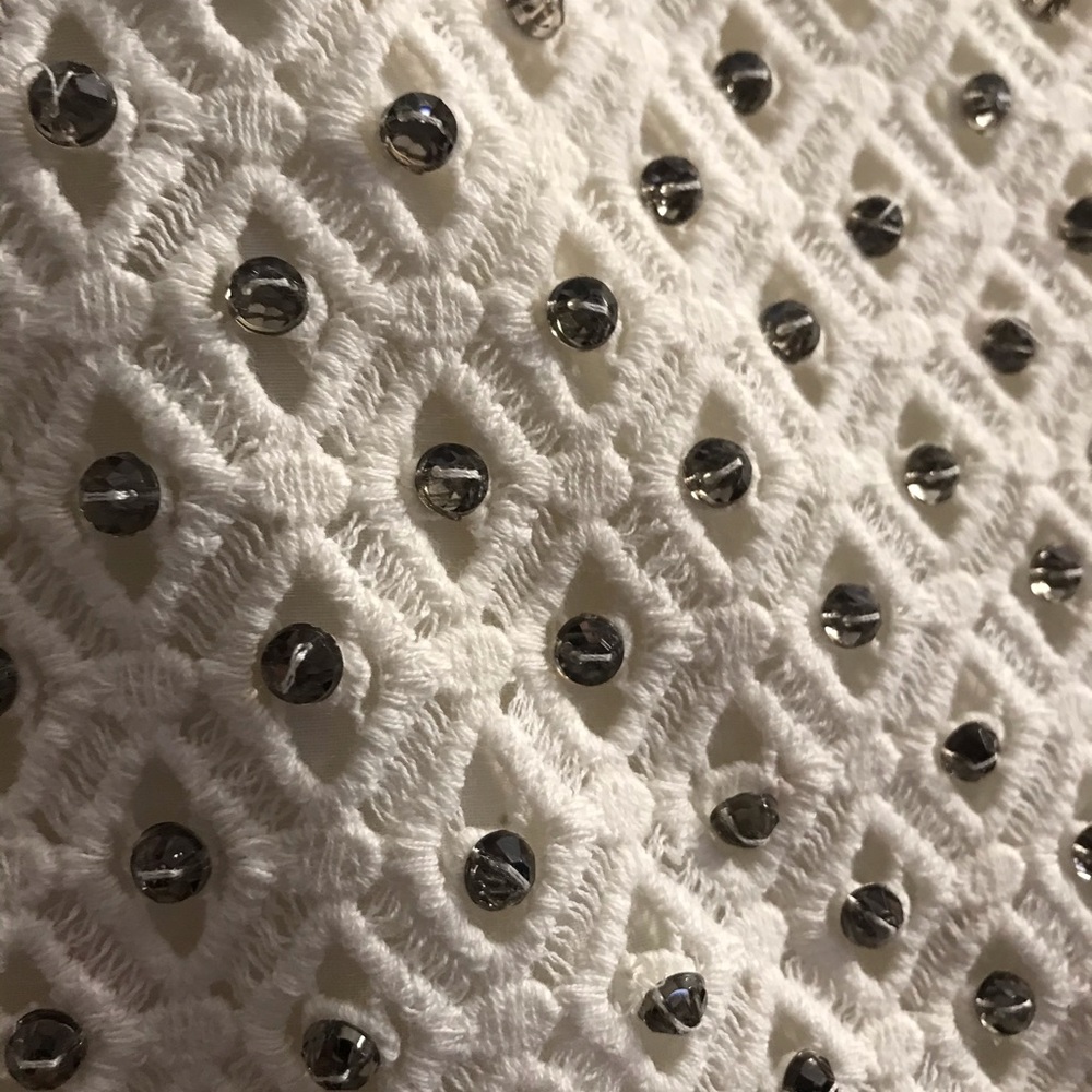 ZARA White Crochet Rhinestone Skirt - Picture 3 of 6